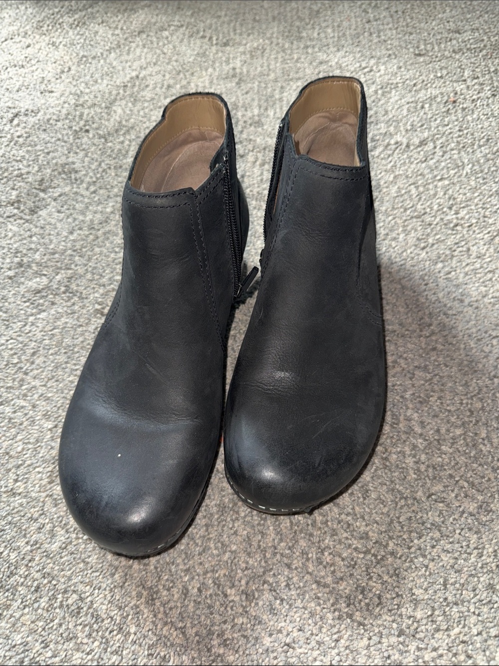 Women's Dansko Black Leather Ankle Booties - Sleek Zip Side